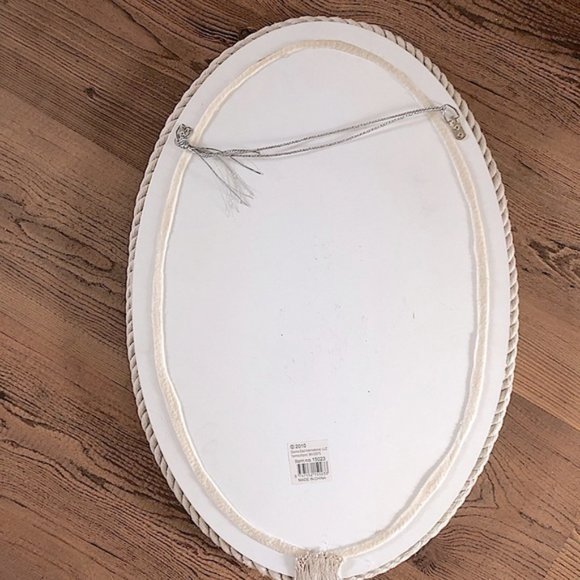 Oval Hanging Mirror Nautical Rope Beach Wall Decor Tan - Picture 7 of 7